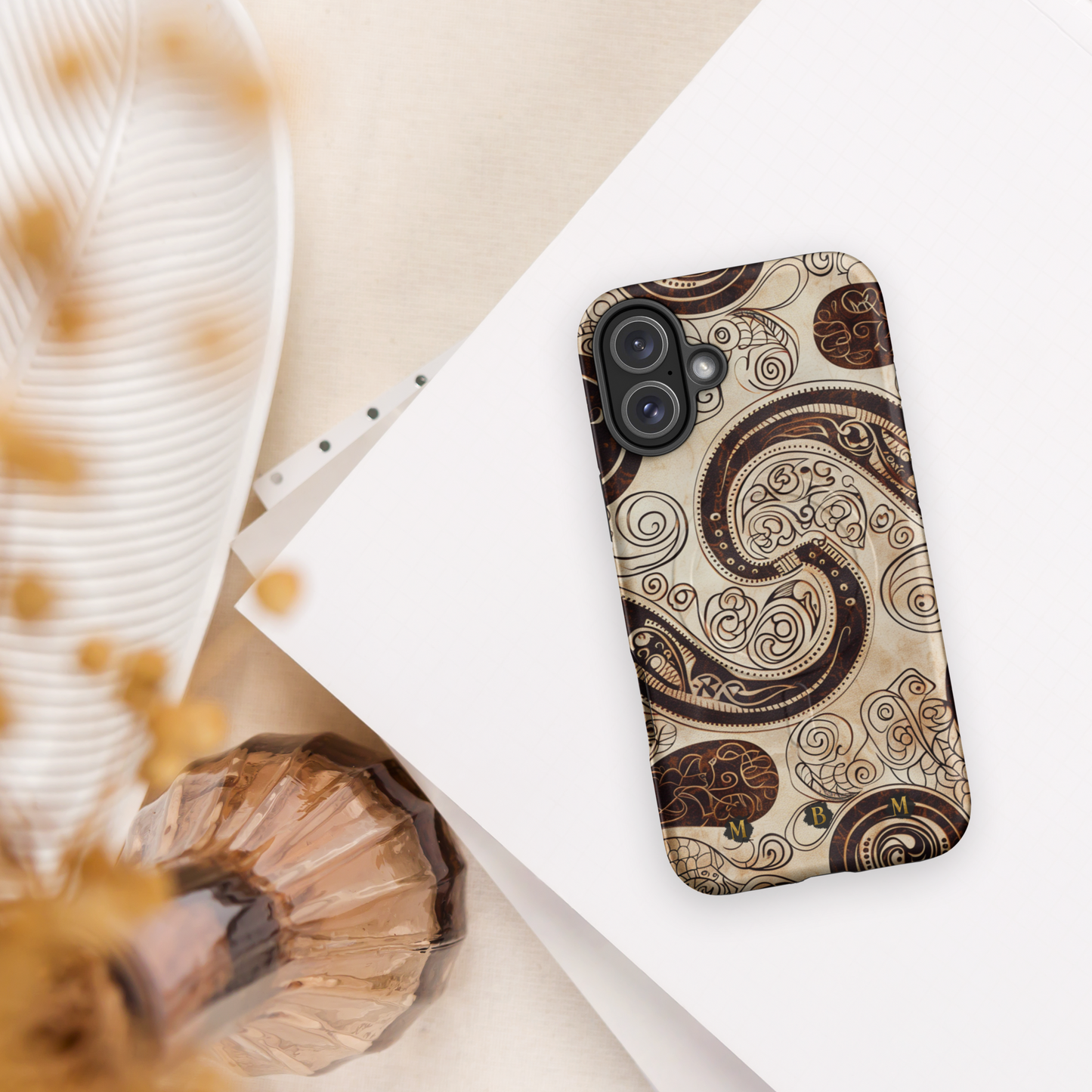 Sepia Scroll MagSafe® iPhone Tough Case
