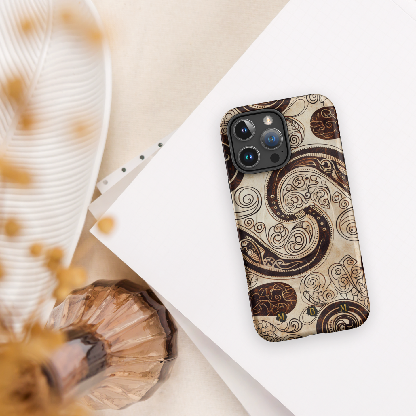 Sepia Scroll MagSafe® iPhone Tough Case